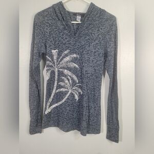 Binka Grey Sweatshirt, Women's Size S | Tropical Palm Tree Beach Graphic.